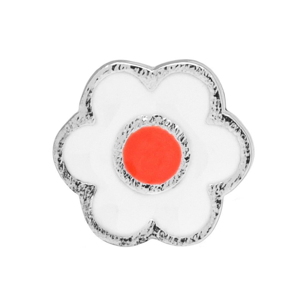 LULU Copenhagen Anemone ørering 1 stk forsølvet Ear stud, 1 pcs Orange/Coral - White