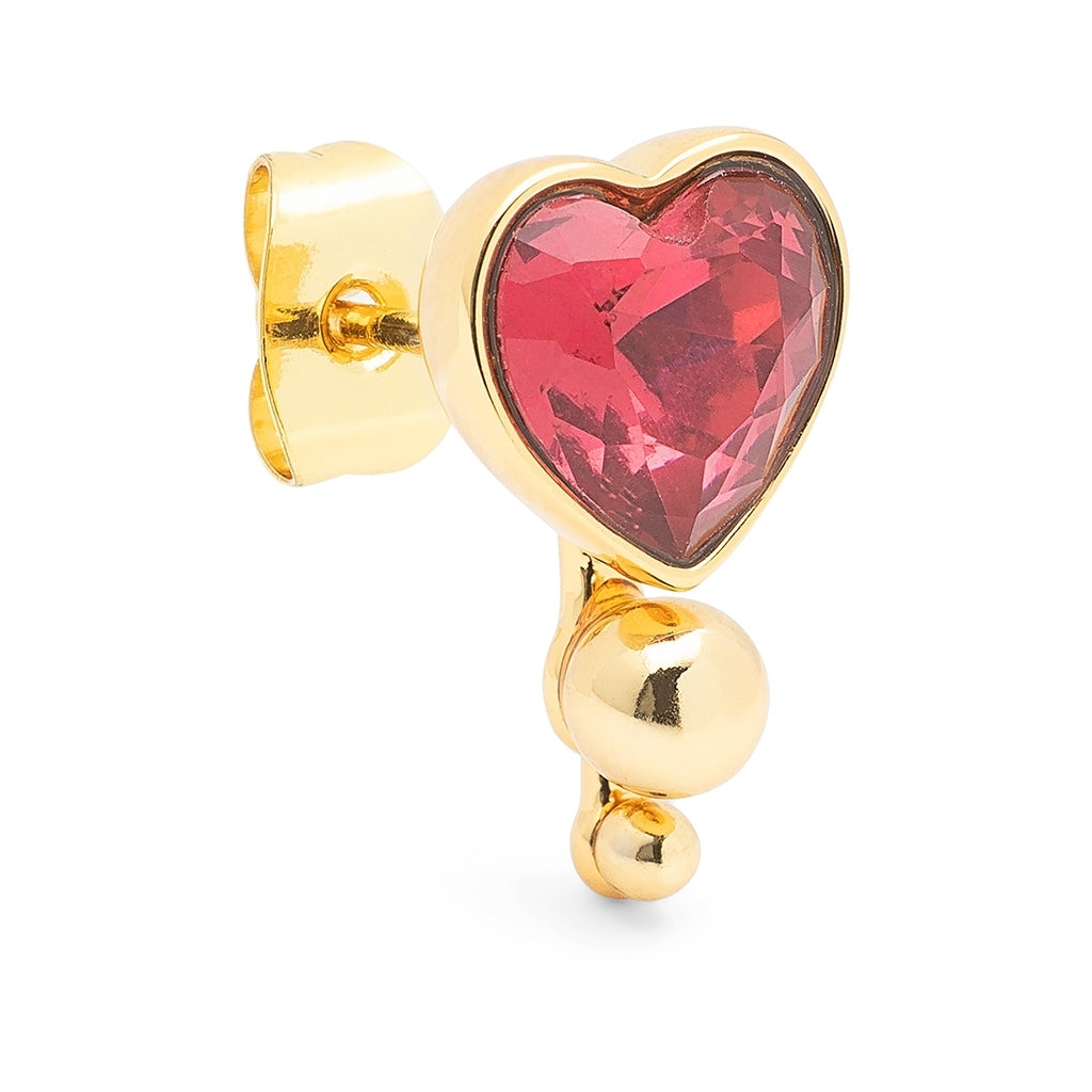 LULU Copenhagen Bouquet Crystal Heart ørering 1 stk Ear stud, 1 pcs Forgyldt