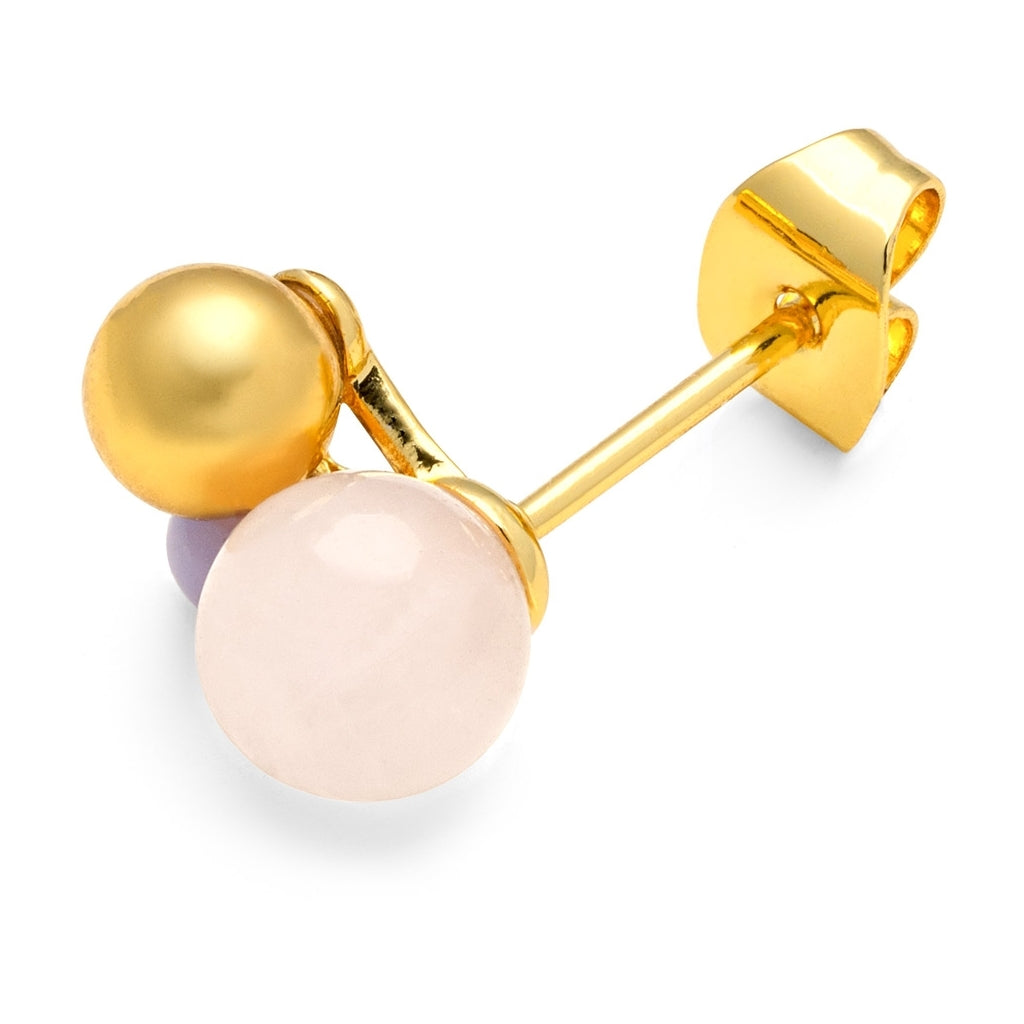 LULU Copenhagen Bouquet Rose Quartz ørering 1 stk Ear stud, 1 pcs Forgyldt