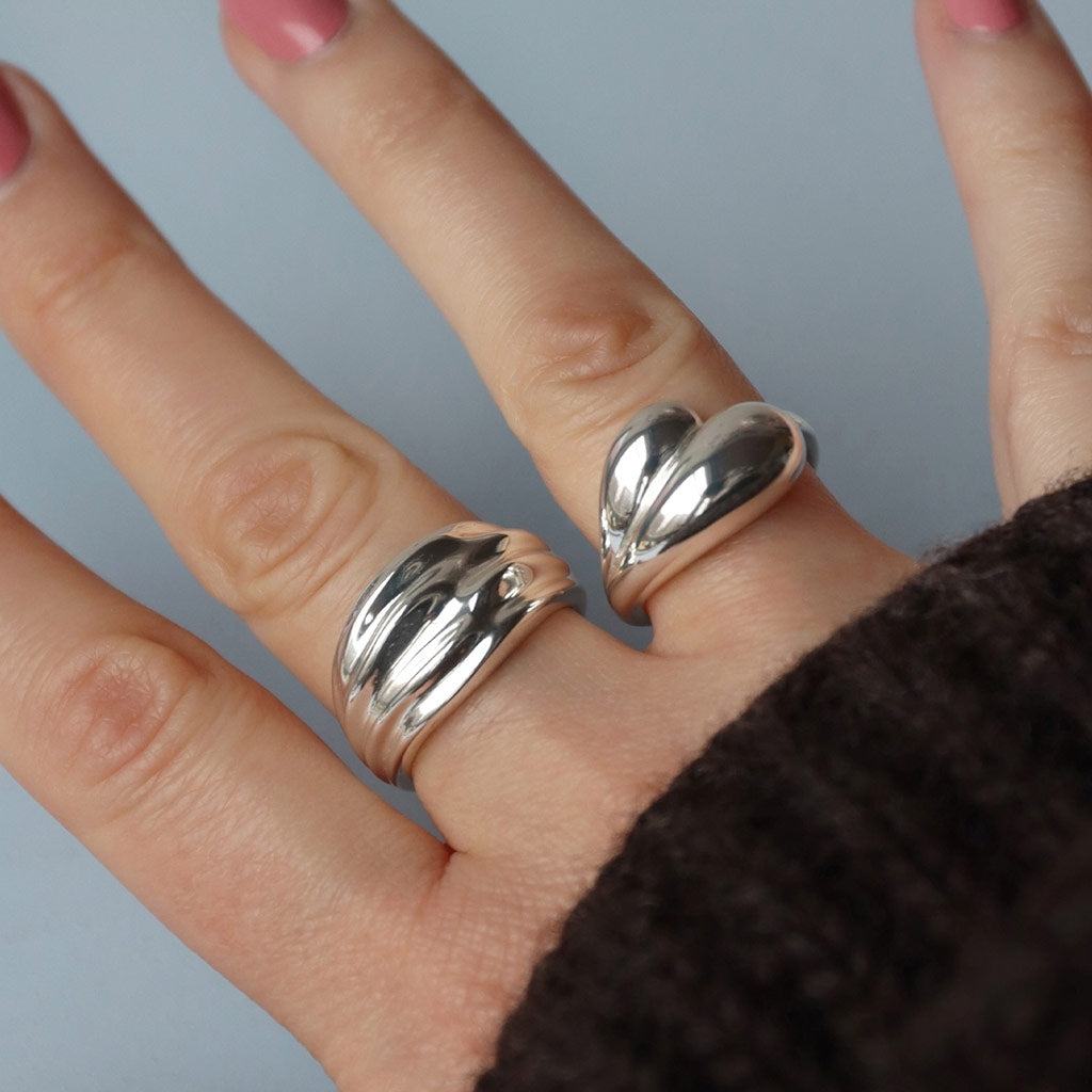 LULU Copenhagen Chunky Soft Drops Ring - sølv Rings Sølv