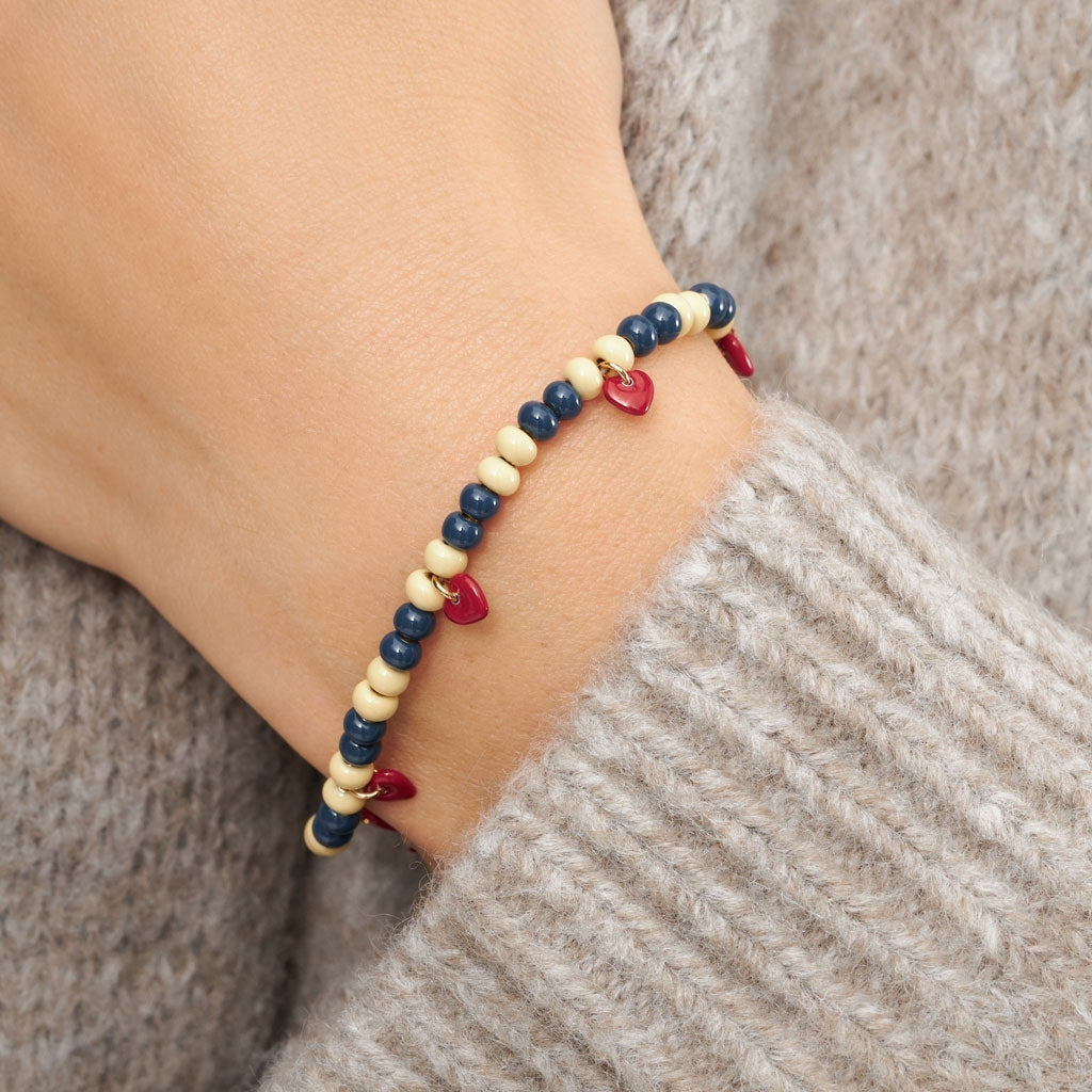 LULU Copenhagen Color Ball Heart Armbånd Bracelets Soft Yellow/Retro Dark Blue