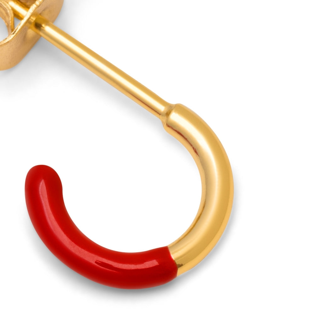 LULU Copenhagen Color Hoop Half Dip 1 stk forgyldt Hoops Passion Red