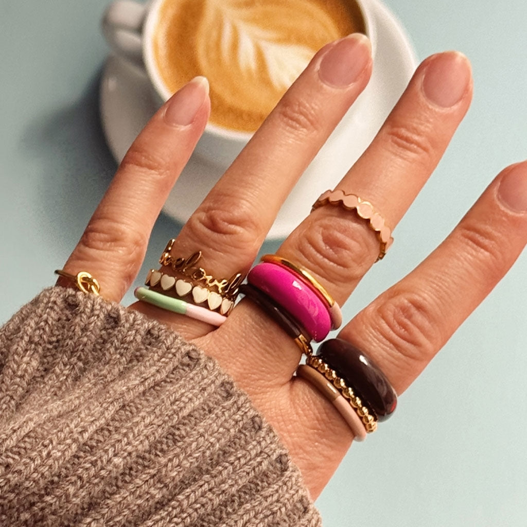 LULU Copenhagen Connected Circles Ring Rings Dusty Peach