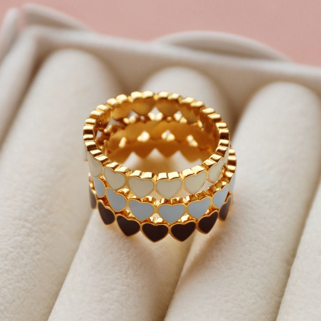 LULU Copenhagen Connected Hearts Ring Rings Skyride Blue