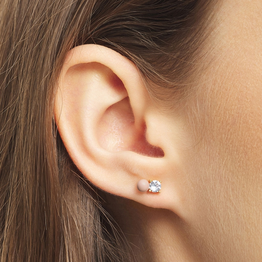 LULU Copenhagen Diamond Eye 1 stk Ear stud, 1 pcs Dusty Peach/Crystal