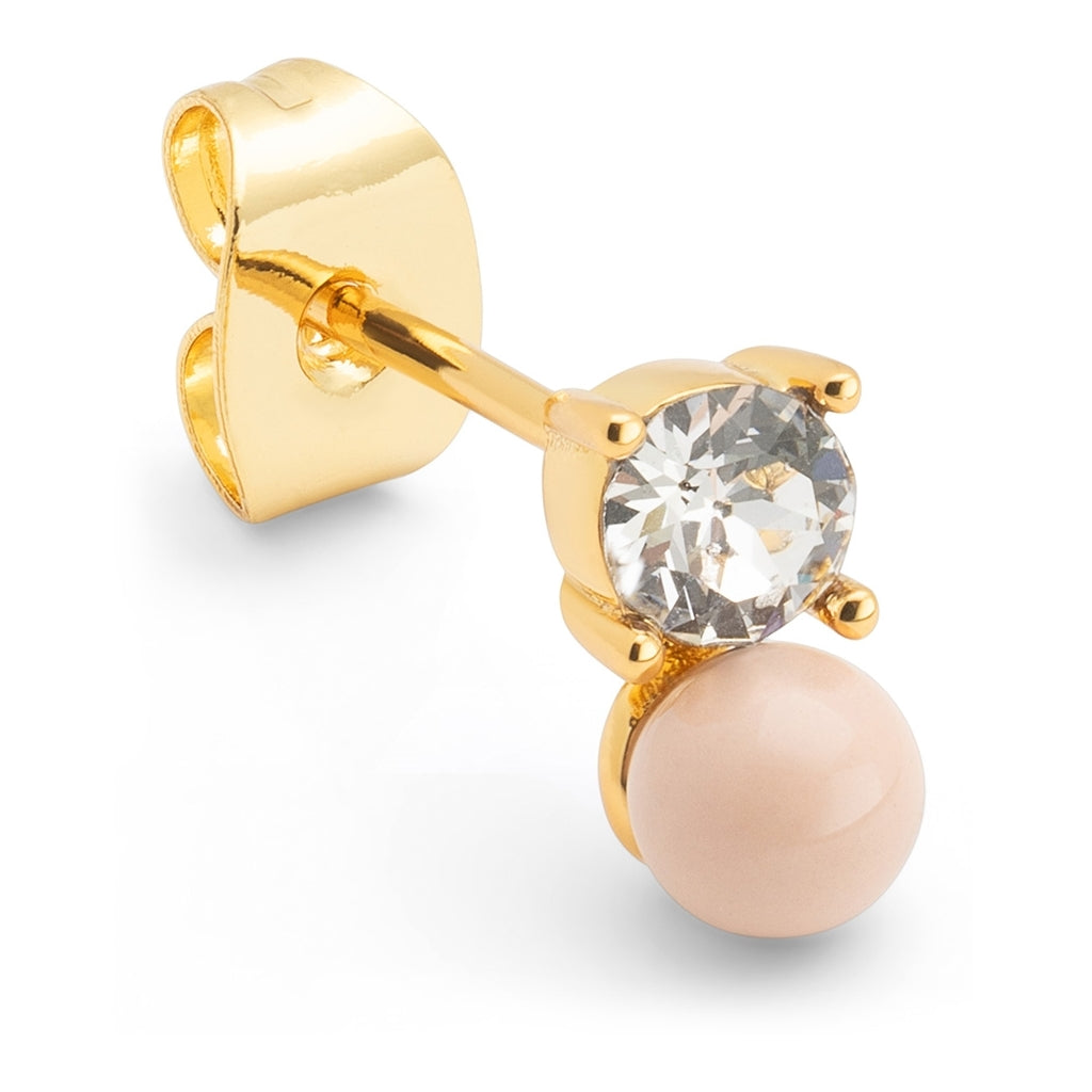 LULU Copenhagen Diamond Eye 1 stk Ear stud, 1 pcs Dusty Peach/Crystal
