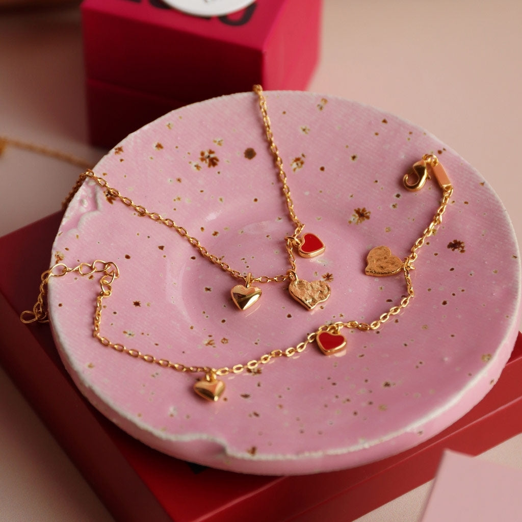 LULU Copenhagen Endless Love Halskæde - Forgyldt Necklaces Passion Red