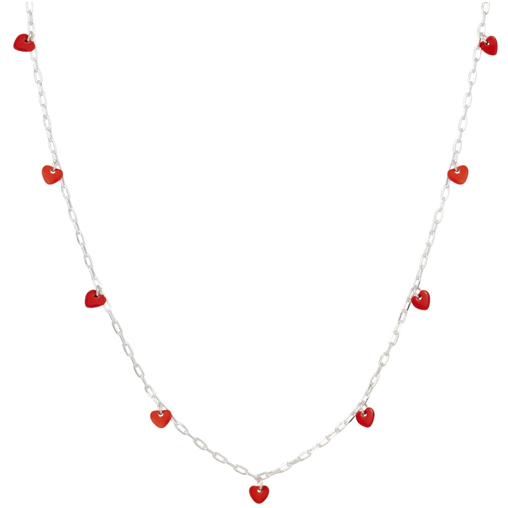 LULU Copenhagen Love U Halskæde forsølvet Necklaces Passion Red