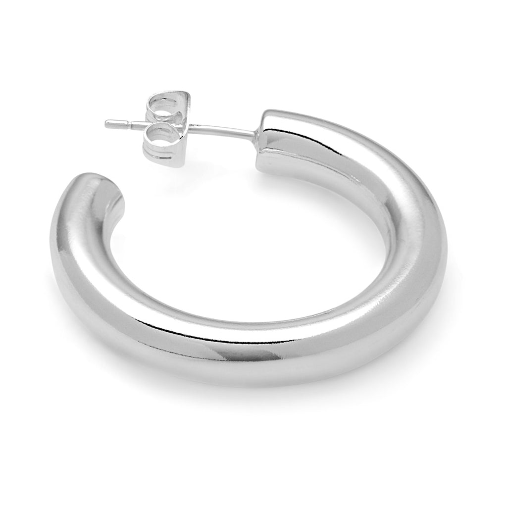 LULU Copenhagen Non Hoops Chunky Medium par poleret Hoops Silver Plated