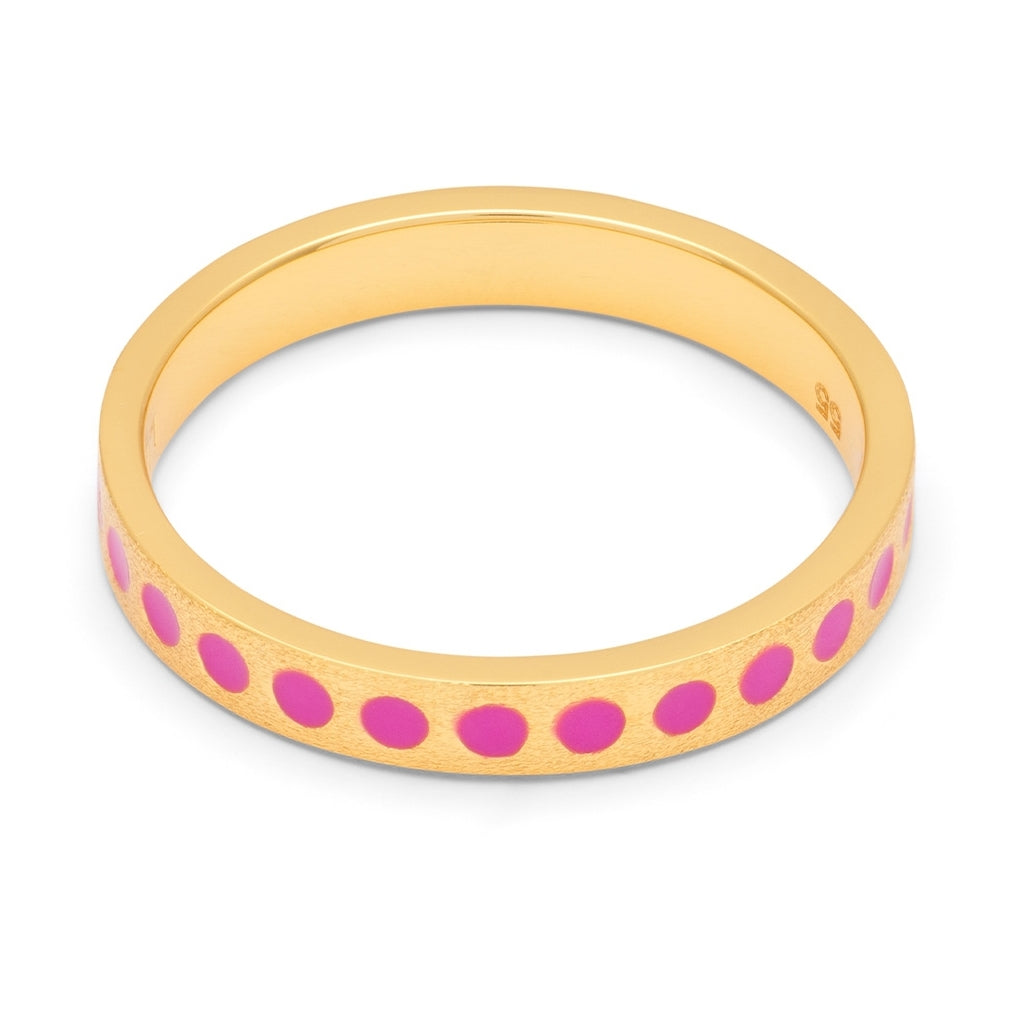LULU Copenhagen Pattern Ring forgyldt Rings Electric Fuchsia Pink