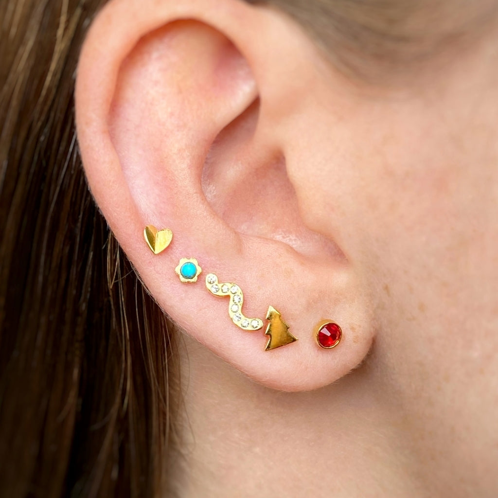 LULU Copenhagen Snaky ørering 1 stk forgyldt Ear stud, 1 pcs Hvid