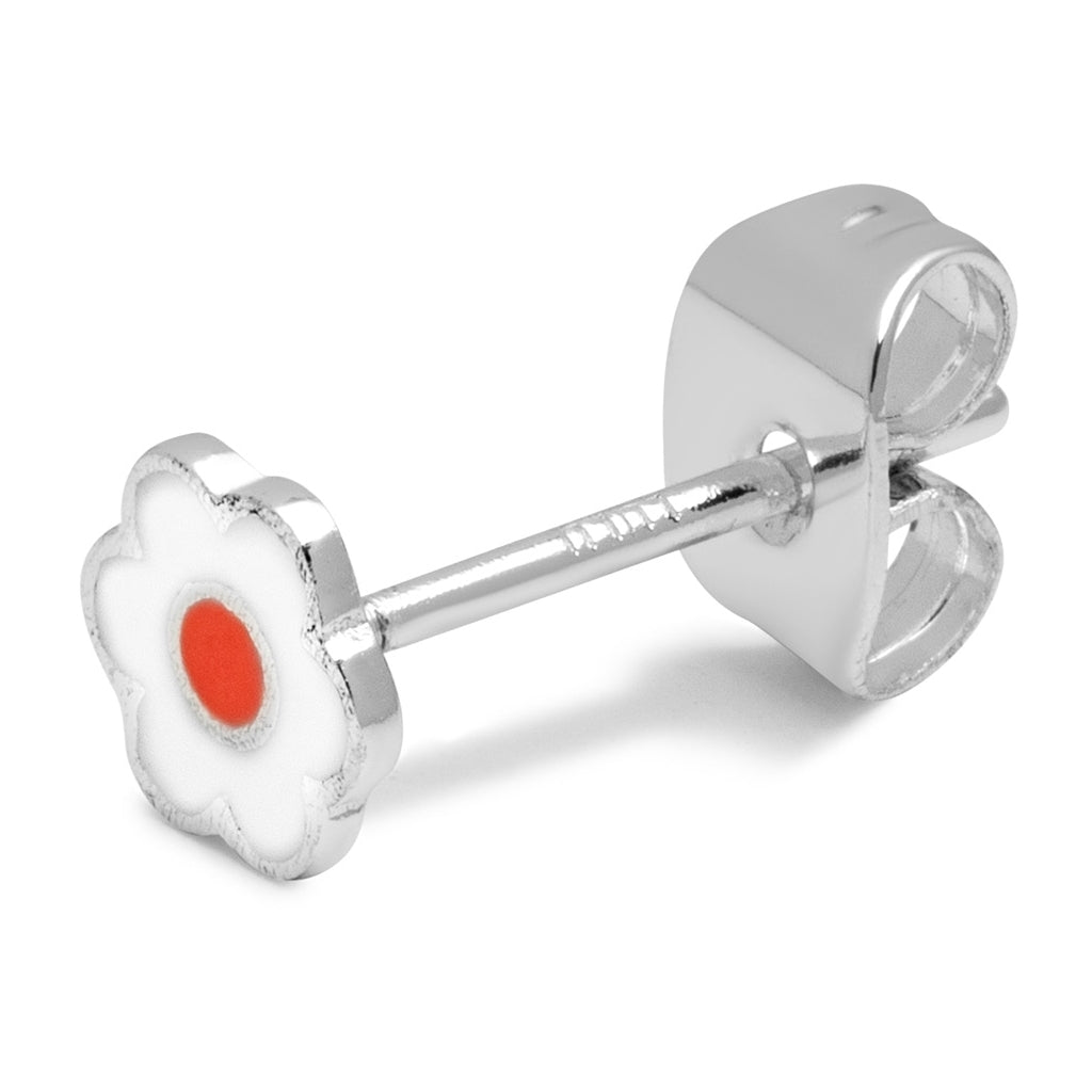 LULU Copenhagen Anemone ørering 1 stk forsølvet Ear stud, 1 pcs Orange/Coral - White