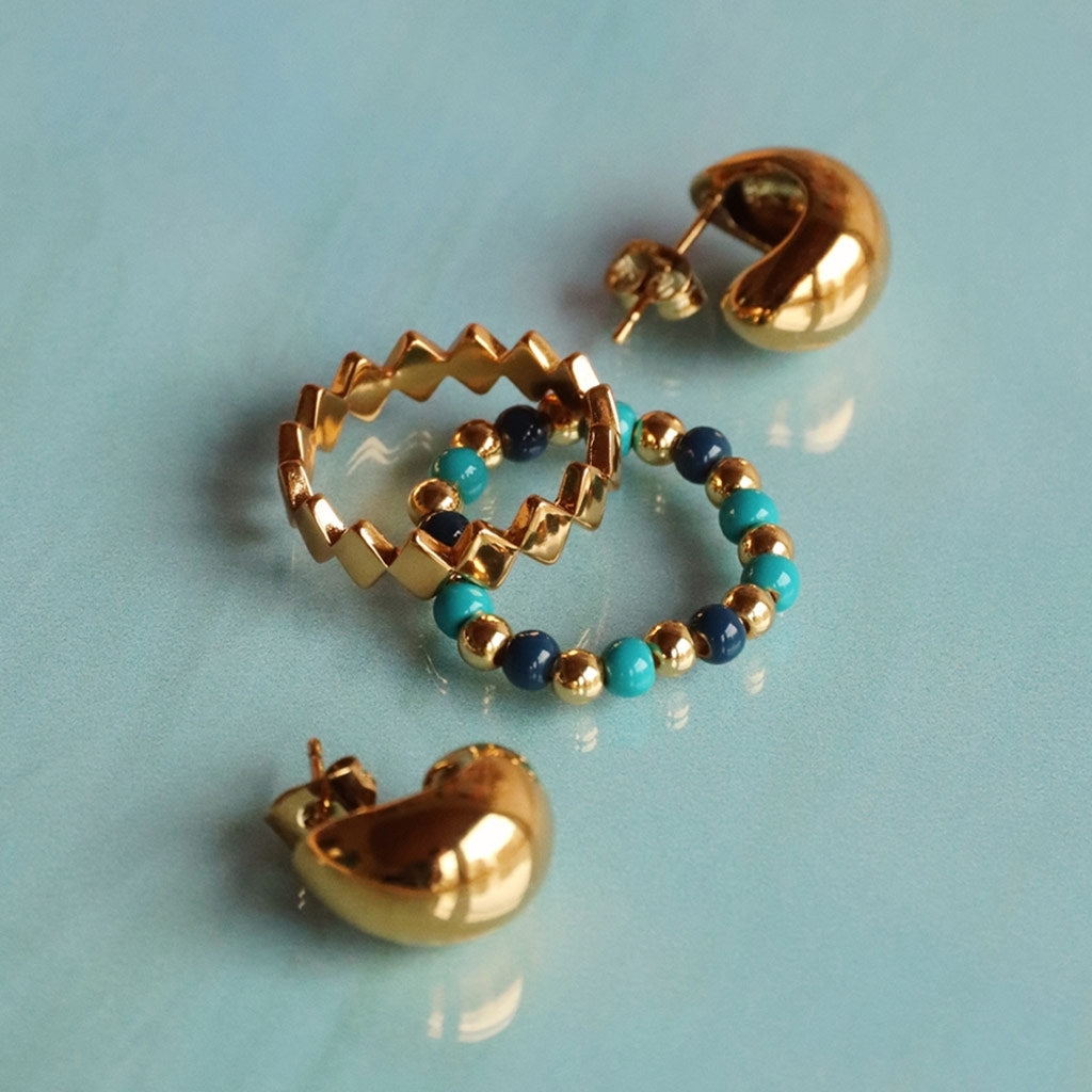 LULU Copenhagen Chunky Drop Hoops par - guld belagt Hoops Forgyldt