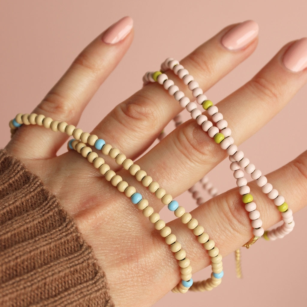 LULU Copenhagen Color Ball Halskæde Necklaces Silke Light Pink/ Lime
