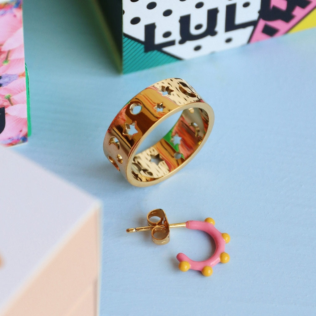 LULU Copenhagen Color Hoop Dot 1 stk Hoops Rose - Sunflower