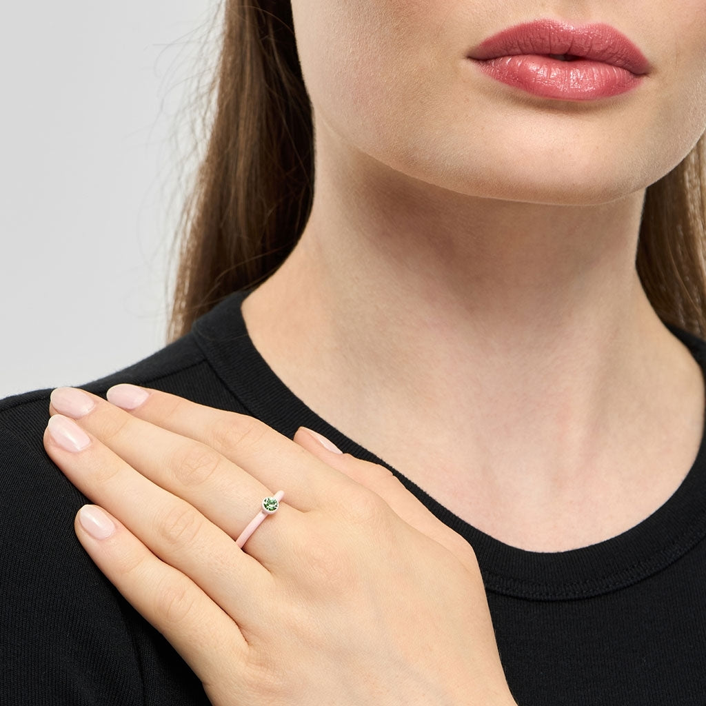 LULU Copenhagen Color Ring Crystal Rings Silk Light Pink