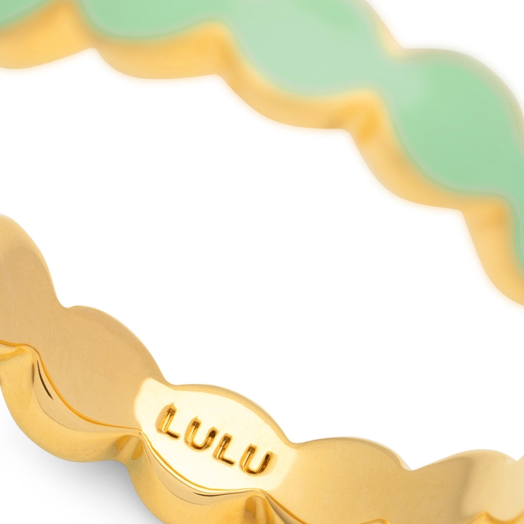 LULU Copenhagen Connected Circles Ring Rings Seasalt Green