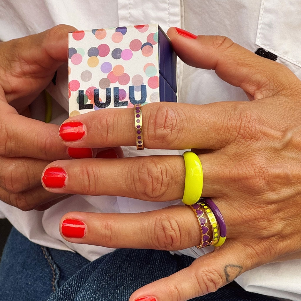 LULU Copenhagen Double Color Ring Rings Wild Lime/Purple Harvest