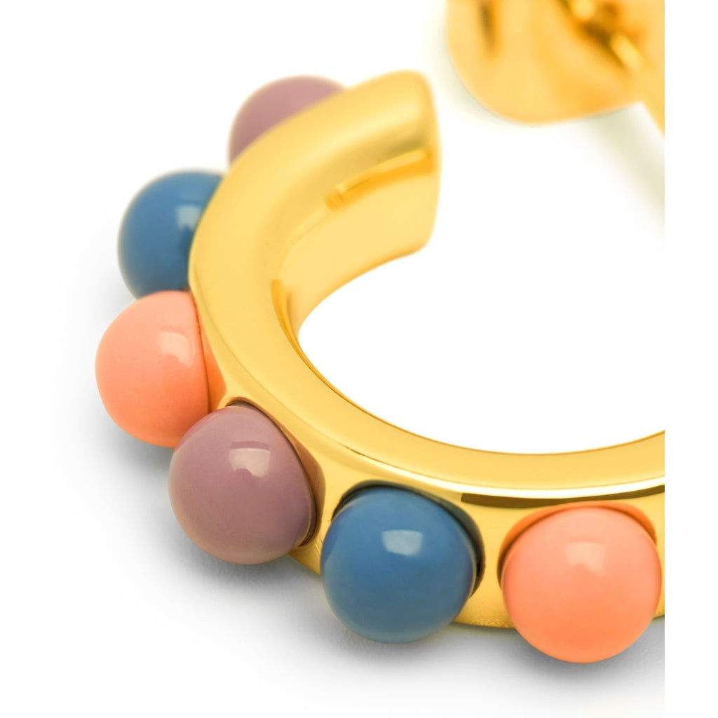 LULU Copenhagen Flower Hoops Color Pair forgyldt Hoops Burnt Coral/Blue/Purple