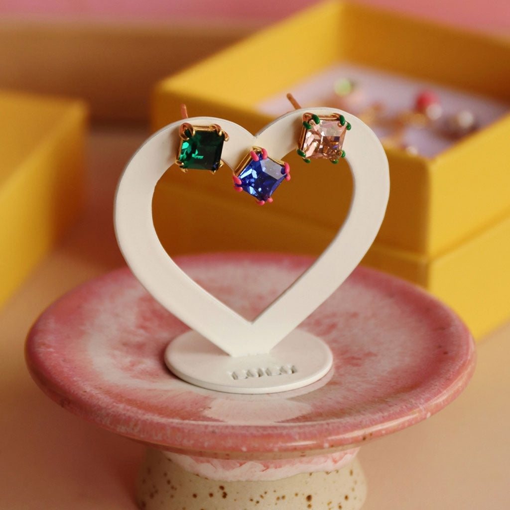 LULU Copenhagen Gala Crystal Bling ørering 1 stk Ear stud, 1 pcs Capri Blue/Pink