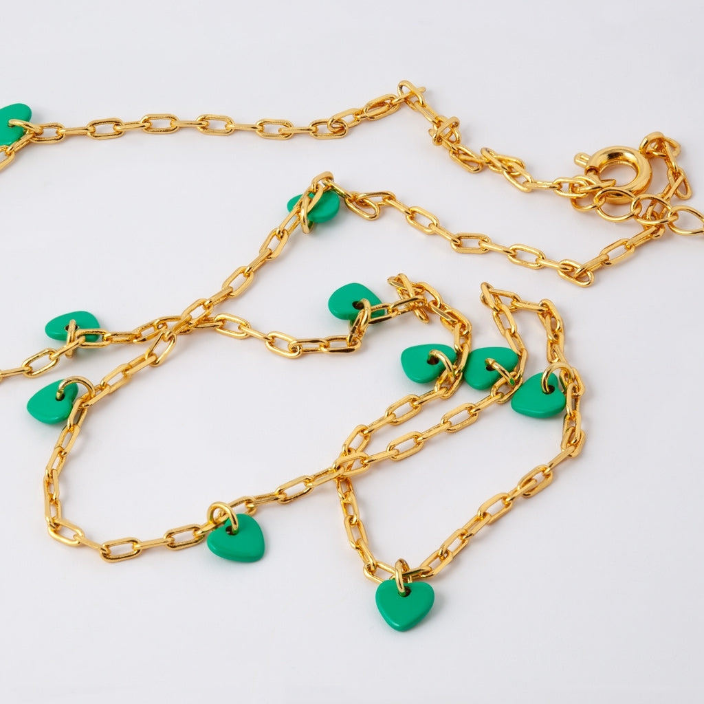 LULU Copenhagen Love U Halskæde forgyldt Necklaces Lysegrøn