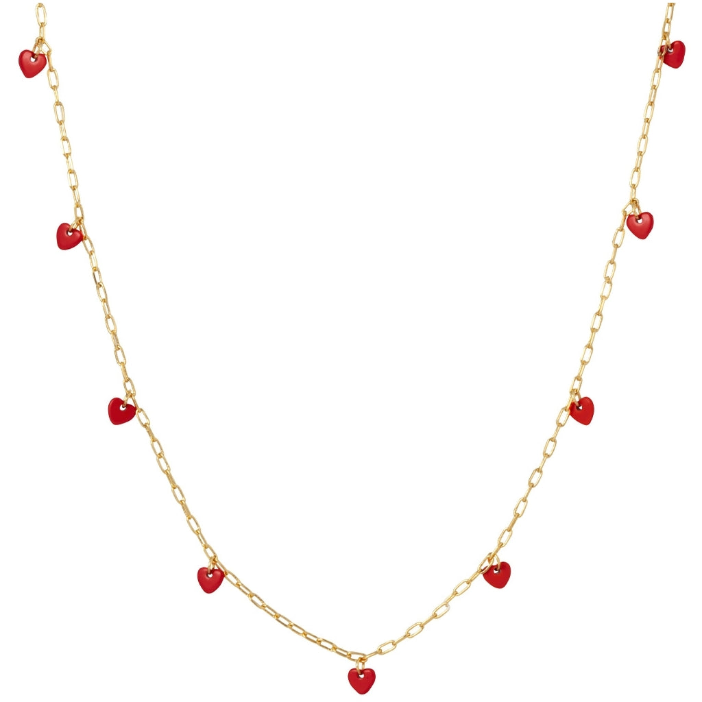 LULU Copenhagen Love U Halskæde forgyldt Necklaces Passion Red