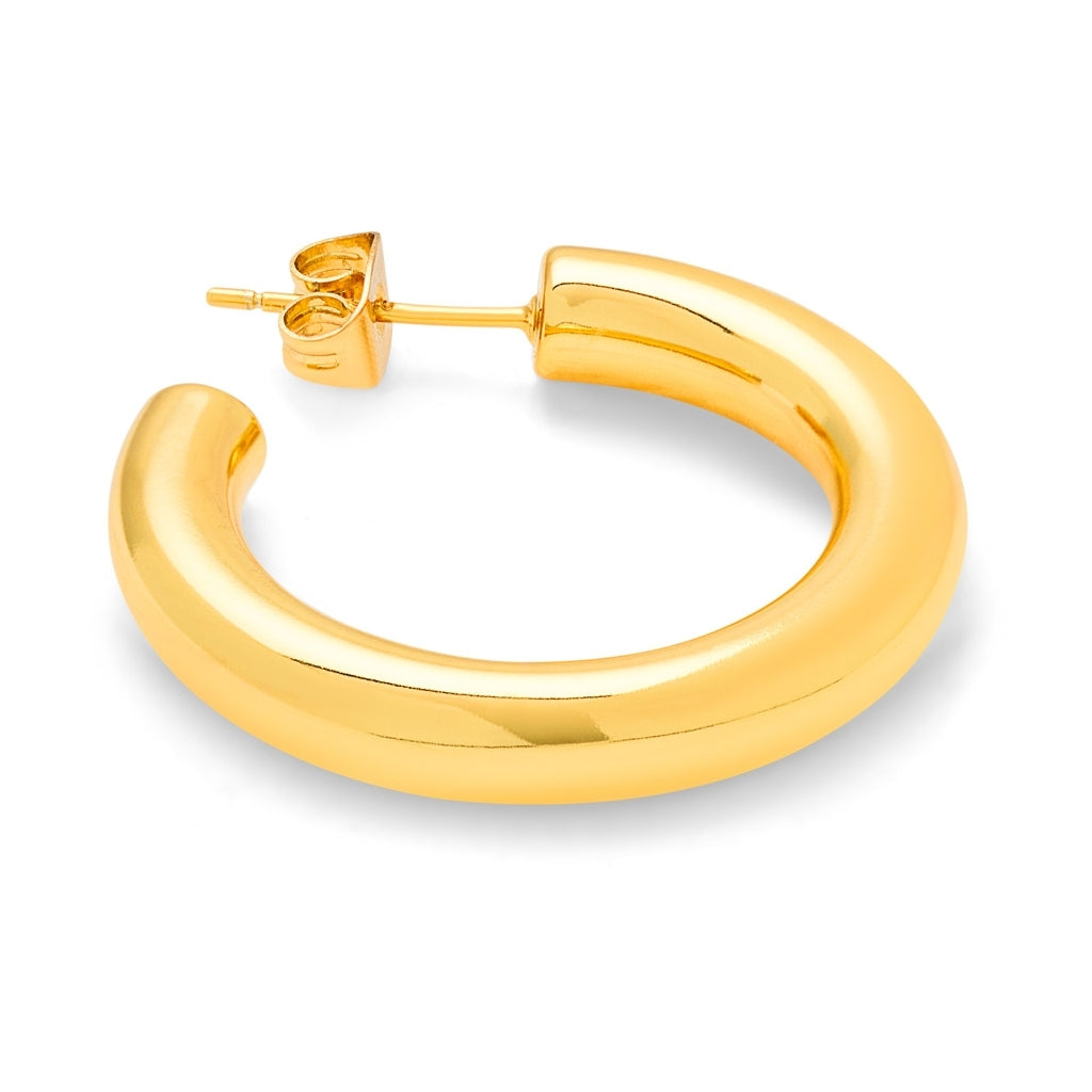 LULU Copenhagen Non Hoops Chunky Medium par poleret Hoops Forgyldt