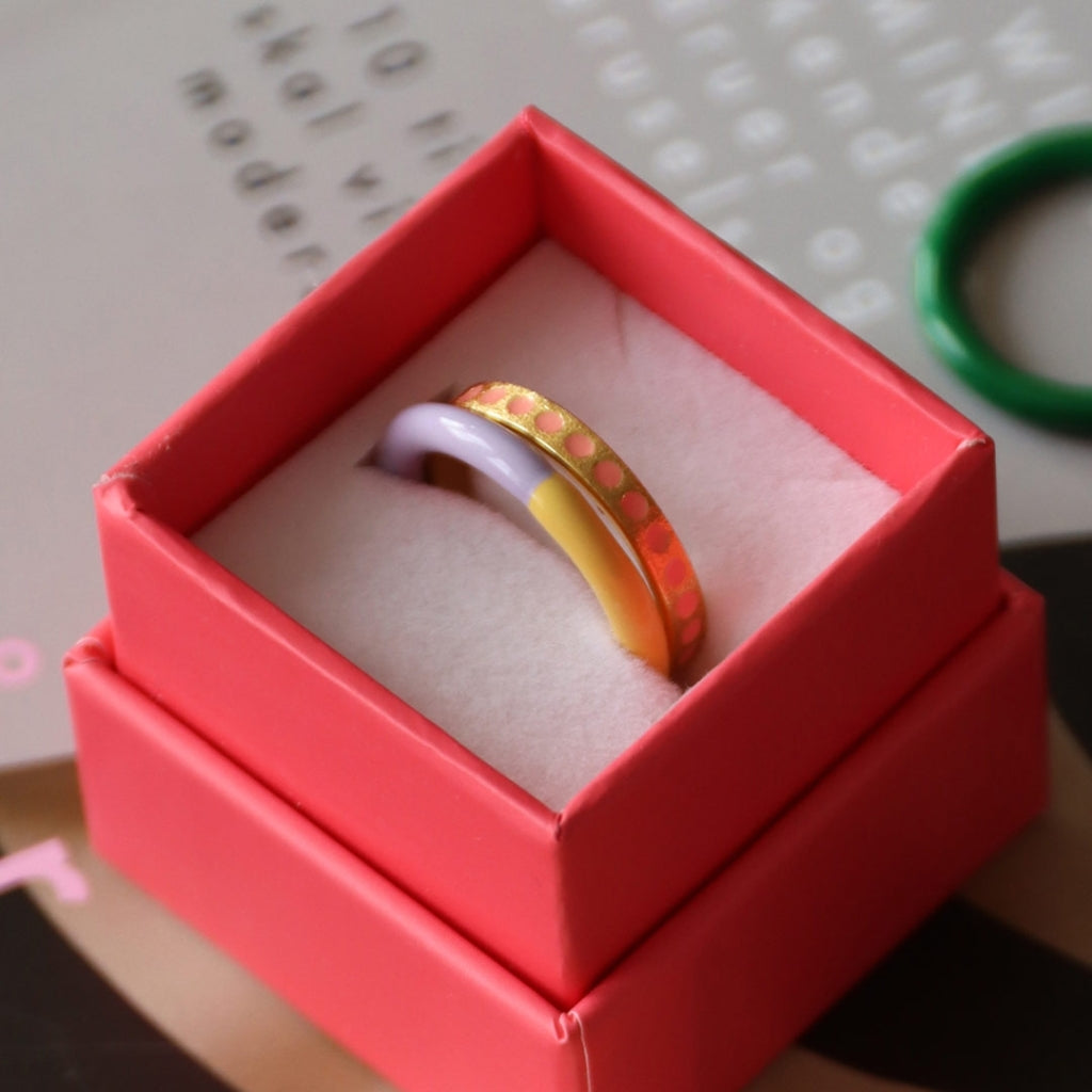 LULU Copenhagen Pattern Ring forgyldt Rings Burnt Coral
