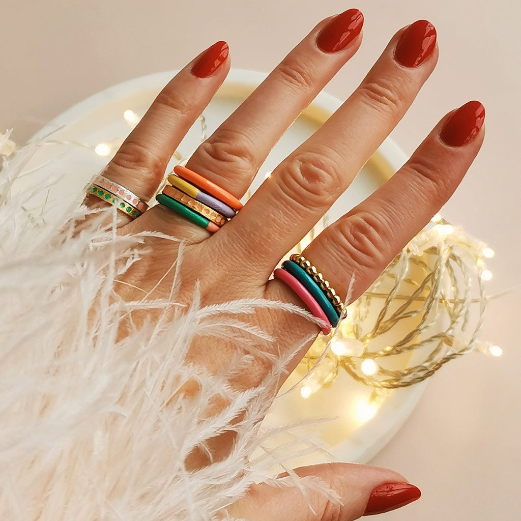 LULU Copenhagen Pattern Ring forgyldt Rings Burnt Coral