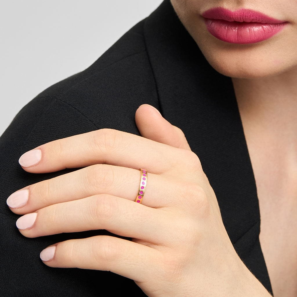 LULU Copenhagen Pattern Ring forgyldt Rings Electric Fuchsia Pink