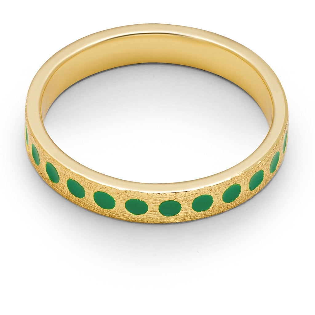 LULU Copenhagen Pattern Ring forgyldt Rings Lysegrøn