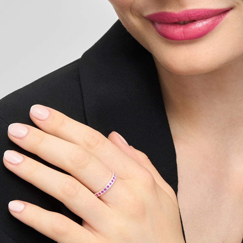 LULU Copenhagen Pattern Ring sølv Rings Electric Fuchsia Pink