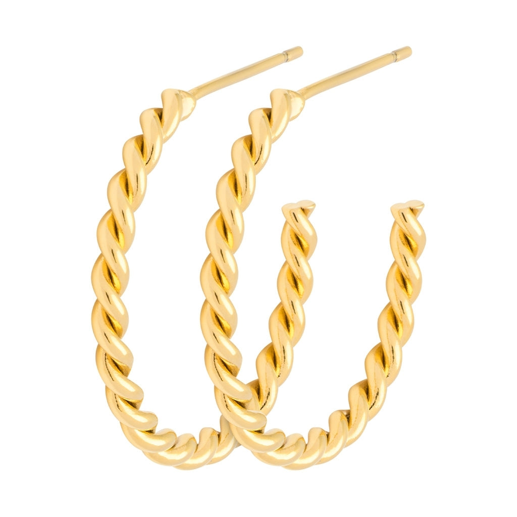 LULU Copenhagen Twisted Hoops par - guld belagt Hoops Forgyldt