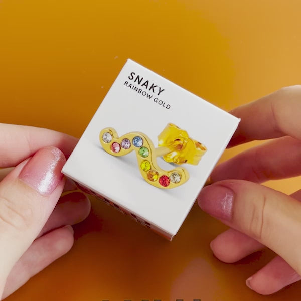 LULU Copenhagen Snaky ørering 1 stk forgyldt Ear stud, 1 pcs Hvid - Video preview